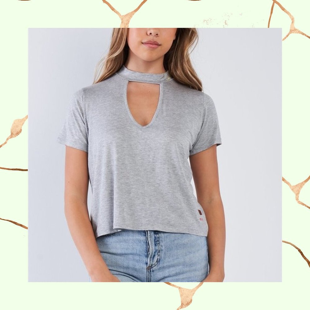 Key Hole "HAPPY" Top